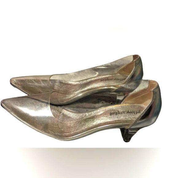 EUC Jeffrey Campbell clear pointed toe silver inner sole clear heeled kitten - Picture 3 of 8